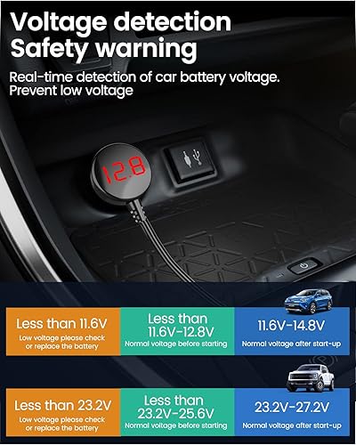 Miniatura 9 de YANTU - Adaptador de encendedor de cigarrillos QC3.0 y PD 40W, divisor de encendedor de cigarrillos de 3 salidas y 140W con toma USB de 12V,