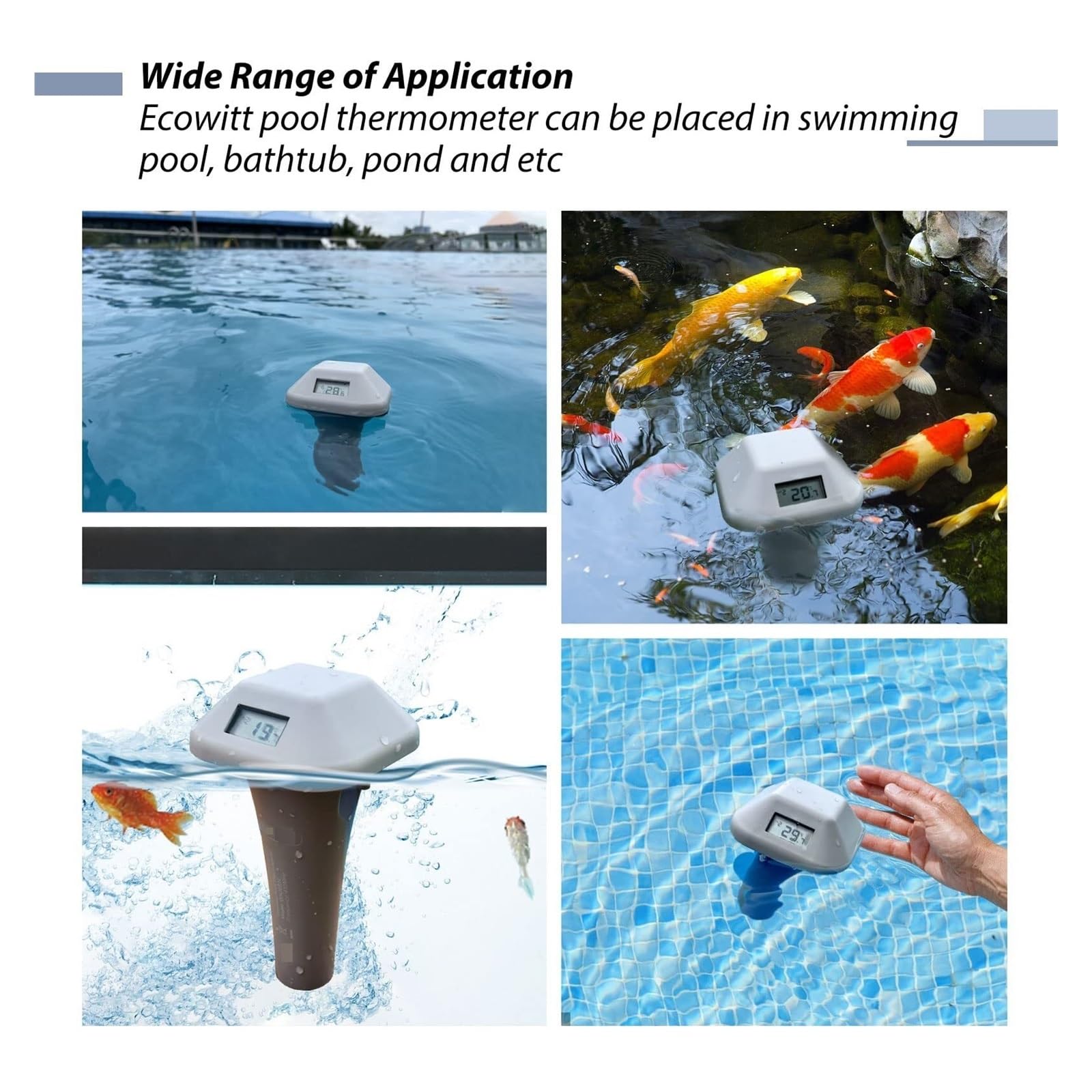 TermóMetro De Piscina Termómetro Inalámbrico For Piscina con Ancla, Sensor Flotante De Temperatura del Agua De Fácil Lectura For Piscinas, Spas Y Baños De Agua. FáCil De Usar