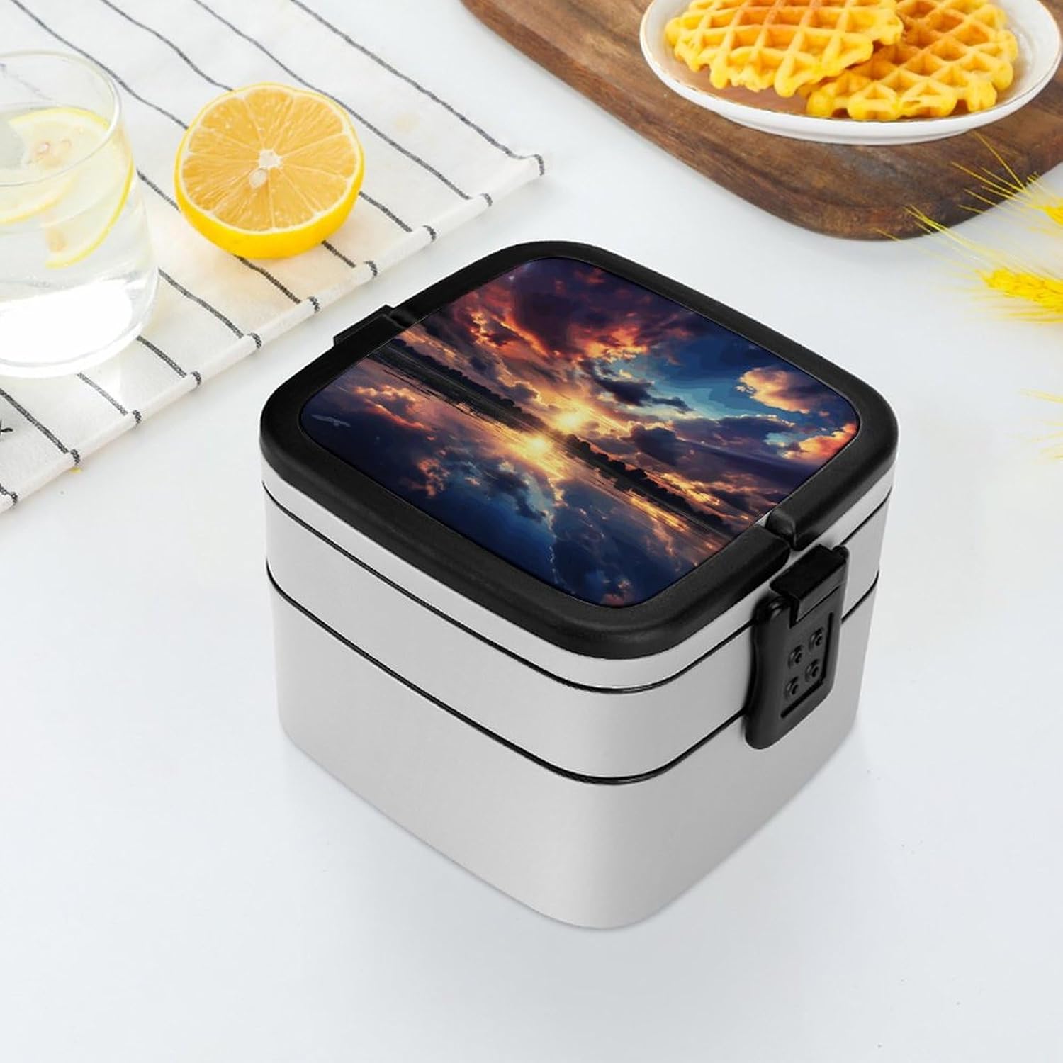 Multicolor Bento Box Adult Lunch Box Containers with Spoons Double Layered Lunch Containers Portable Lunch Boxes Food Container for Work Picnic Travel