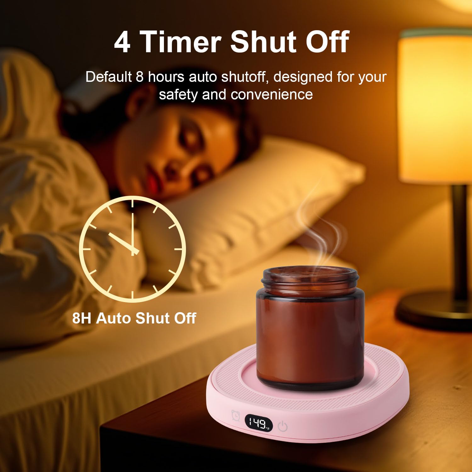 Bsigo Chauffe-tasse intelligent et tasse à café mignon en forme de chat pour bureau, maison, bureau, plaque chauffe-bougie pour cacao, lait, thé, eau avec 3 températures jusqu'à 65 ℃, arrêt