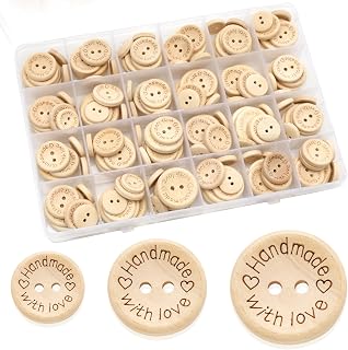 Wooden Buttons, Pack of 150, Natural Wooden Buttons, Round Shape, Handmade Buttons,…