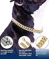 Vista 6 de Collar de perro con cadena de oro, 0.59 pulgadas, lindo collar de oro para mascotas, collar de oro para bulldog de metal ligero, joyería de cachorro