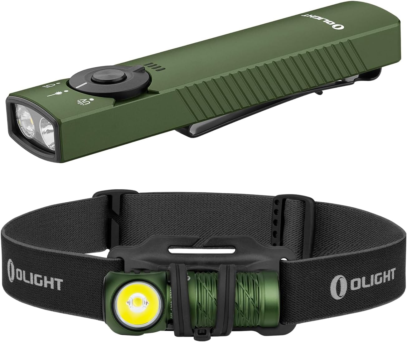 OLIGHT Arkfeld Pro Rechargeable EDC Flashlight Bundle with Perun 2 Mini Headlamp 1100 Lumens LED Head Flash Light