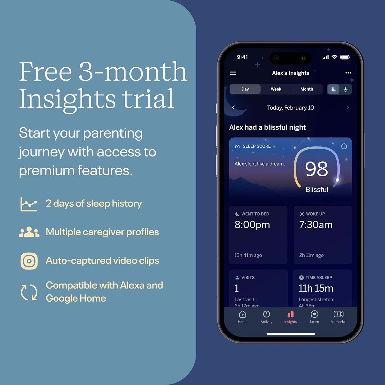 Nanit Smart Baby Monitor System with Wall Mount - Crystal-Clear Video, Real-Time Notifications, Sleep Insights - 8-inch Display/App Integration - Baby Must Haves for Parents