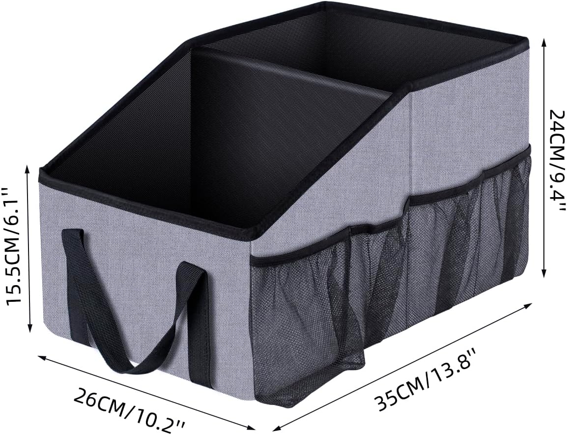 Smof Car Seat Organizer-Car Organizer Front Back Seat for Kids Collapsible Car Backseat Storage with Detachable Divider, Cup Holders & Mesh Pockets, Small Travel Organization for Trunk