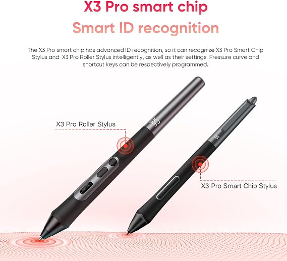 XPPen X3 Pro Roller Stylus with a Scroll Wheel and Dual Shortcut Keys, Battery-free Stylus Pen with 16K Pressure Levels for Artist 22 Plus, Artist Pro 14/16(Gen 2) and Deco Pro(Gen 2) Drawing Tablet