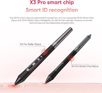 XPPen X3 Pro Roller Stylus with a Scroll Wheel and Dual Shortcut Keys, Battery-free Stylus Pen with 16K Pressure Levels for Artist 22 Plus, Artist Pro 14/16(Gen 2) and Deco Pro(Gen 2) Drawing Tablet