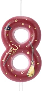 Magical Wizard Birthday Candle, Magic Theme Birthday Number Candle Cake Topper Magical Wizard Party Decoration Supplies for Kids Boys Girls Party Favors (8)