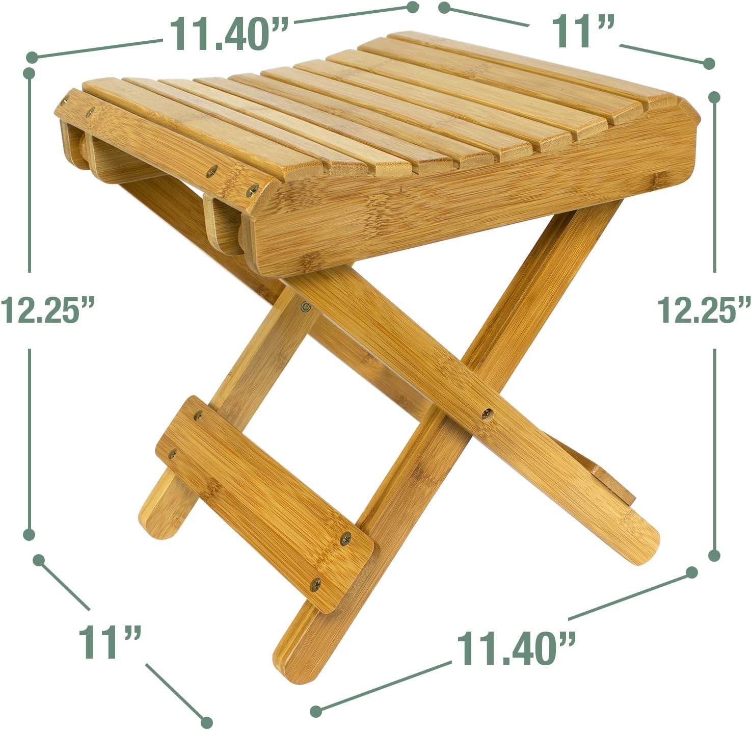 Sorbus Bamboo Folding Step Stool Bench - for Shaving, Shower Foot Rest, Bath Chair - Great for Bathroom, Spa, Sauna, Wooden Seat, Fully Assembled - 11.75" D x 12.25" W x 13.75" H