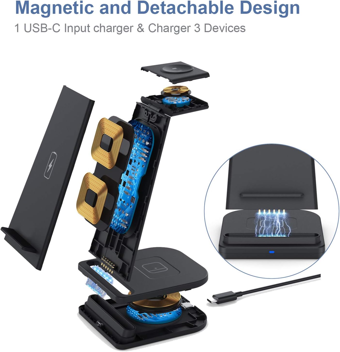 Bеѕt Cуbеr Dеаlѕ 🔥 Detachable Wireless Charger,ZHIKE 3 in 1 Qi-Certified Fast Charging Station for Apple iWatch Series 7/SE/6/5/4/3/2/1,AirPods,Wireless Charging Stand Compatible with iPhone 13/12/11 Series/XS MAX/XR/X