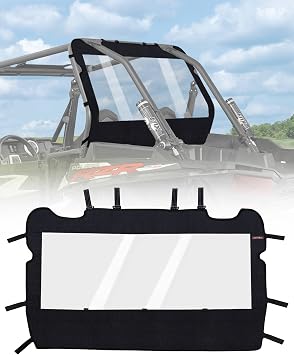 ZIDIYORUO UTV Rear Windshield for Polaris RZR XP 1000 & Turbo, 2014-2023 | 1680D Oxford soft rear window blocks wind rain dust and mud; Strap-on install; fits Polaris RZR XP 1000 & Turbo 2014-2023.