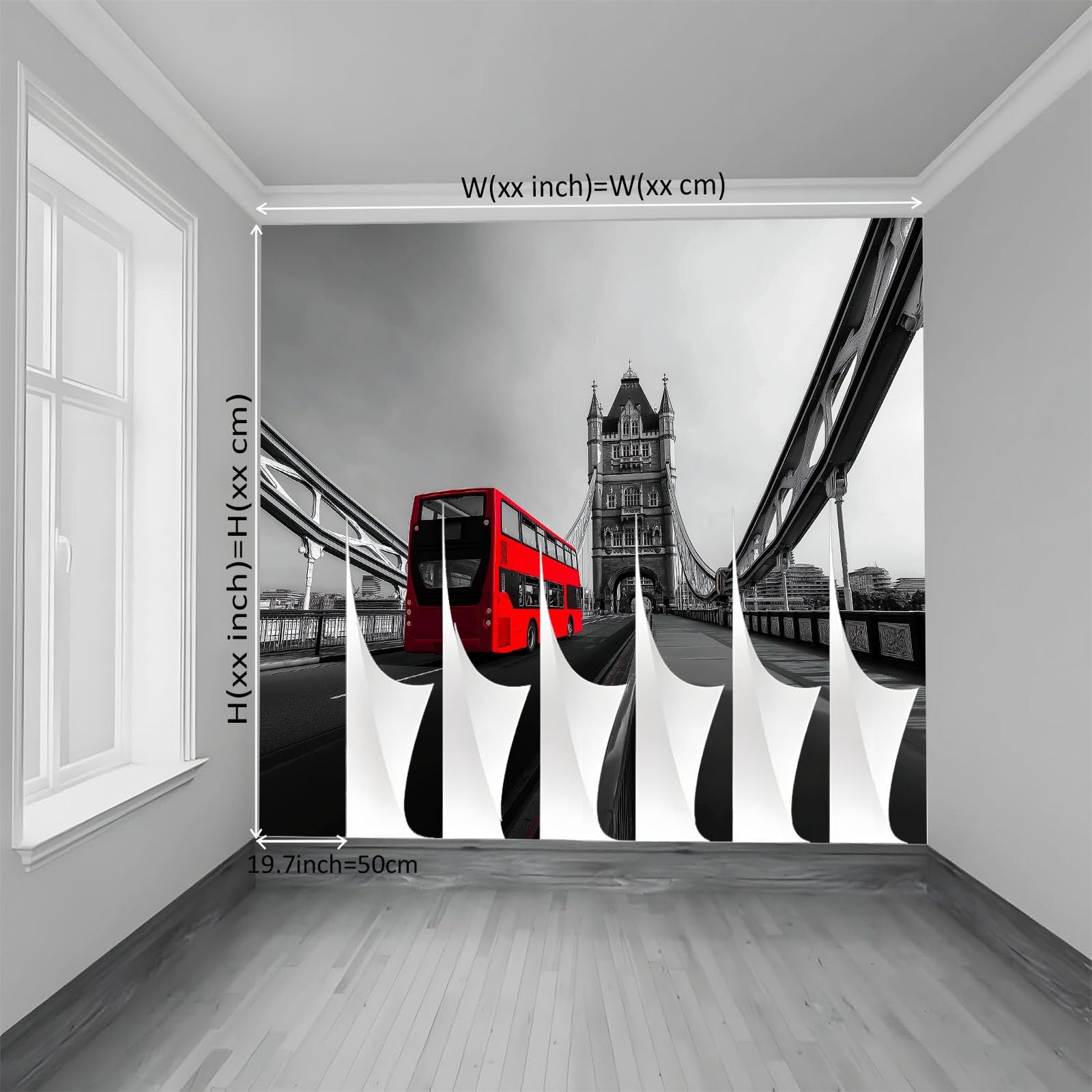 Panoramiczna fototapeta 3D, nowoczesny autobus London Bridge, fototapeta, włóknina, druk artystyczny, polar, fototapeta, dekoracja, plakat do salonu, sypialni dziecięcej, 450 x 280 cm, szara