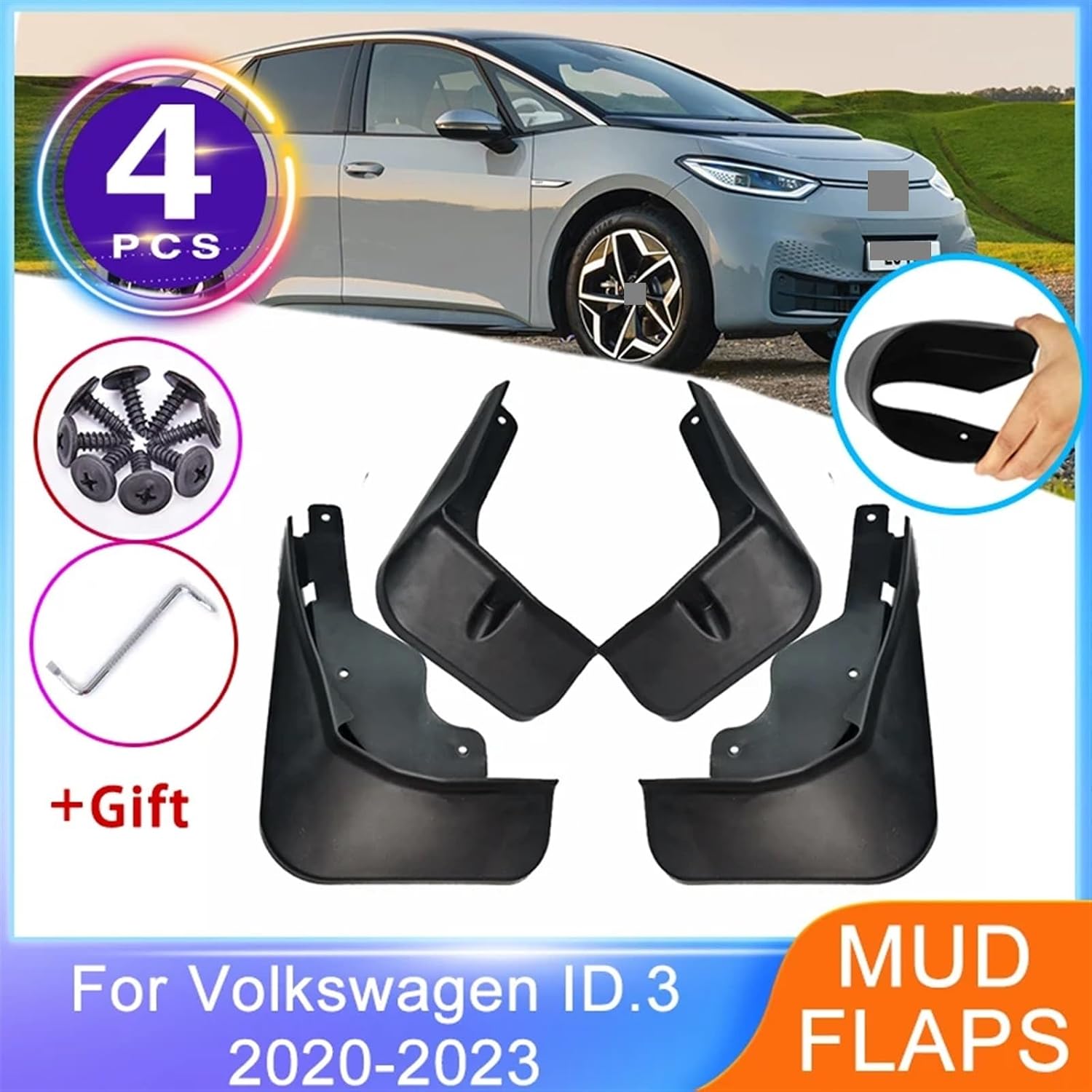 4x Front Rear Mudguards For VW volkswagens ID.3 ID3 2020~2023 Splash Guards MudFlaps fenders Wheel Protector Car Accessories