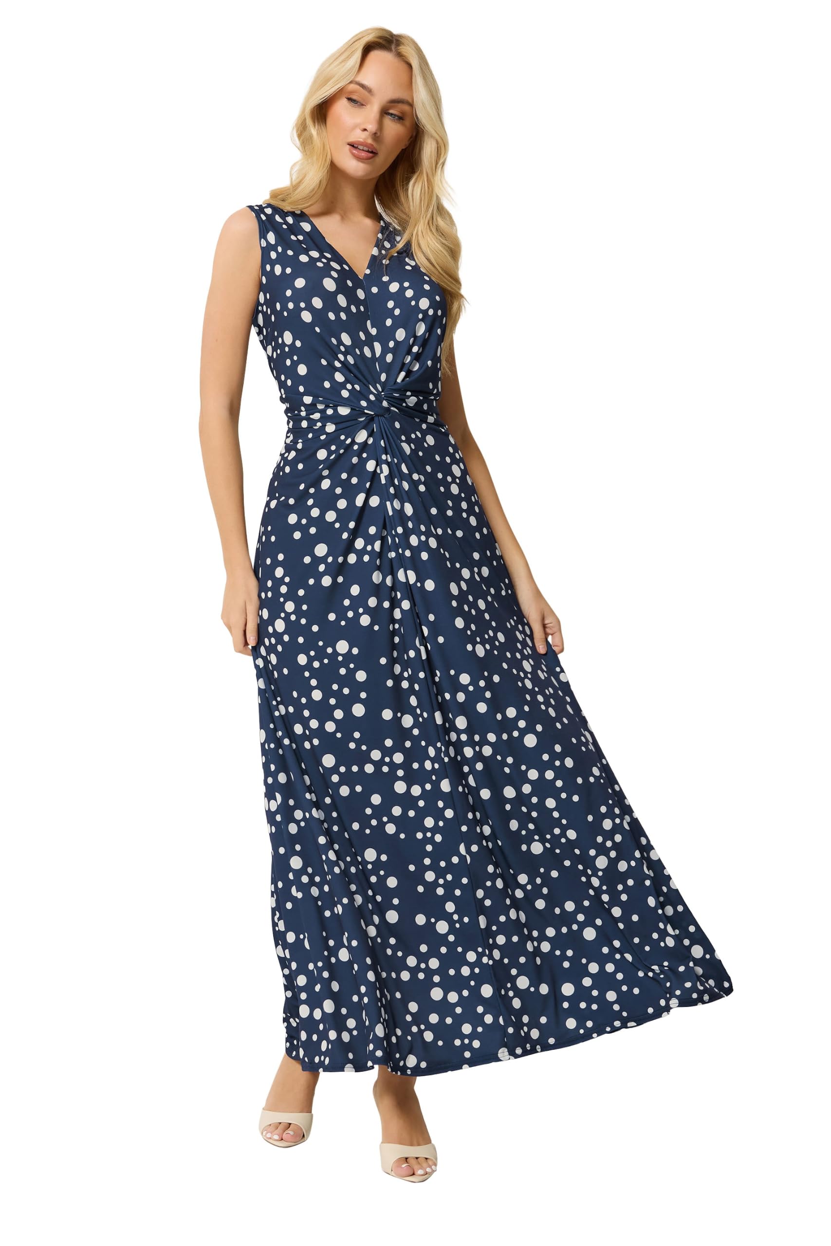 M&Co Women's Mid Navy Twist Front Maxi Dress In | : Size 12