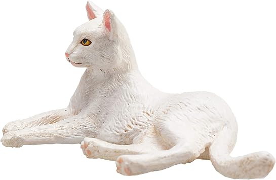 MOJO - Cat Lying White | Pet Farm Animal Model Toy Figure | Pet Paradise Collection | True to Life & Highly Detailed | Designed in UK