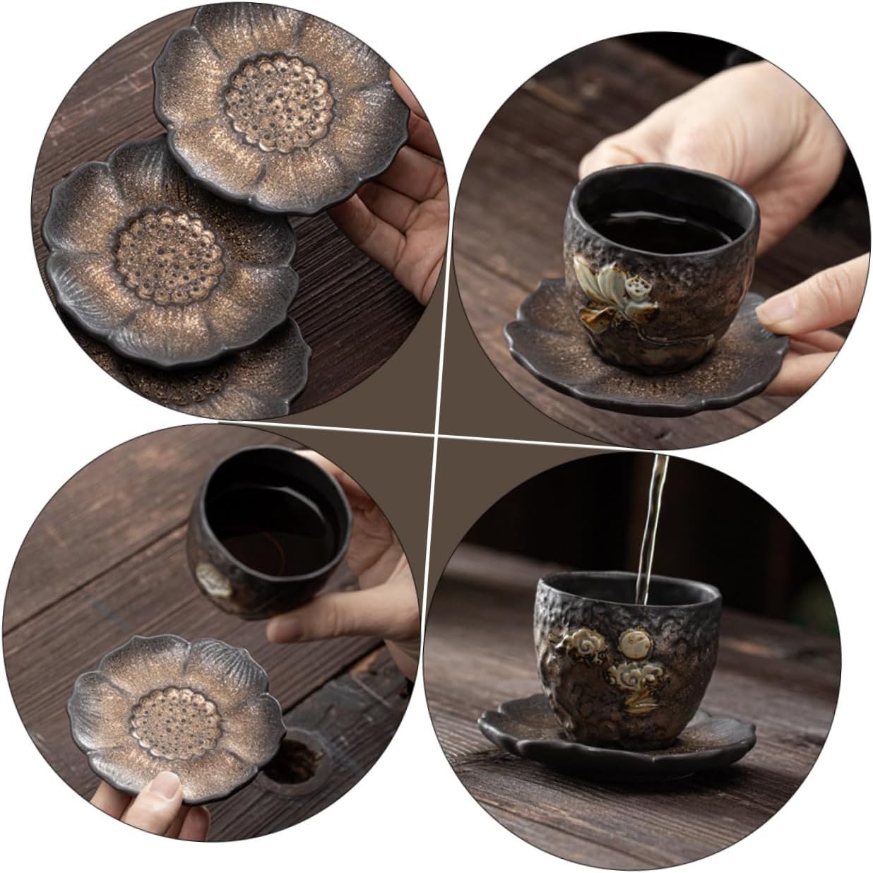 2pcs Lotus Coaster Tea Cup Tray Decorative Trays for Decor Drinking Tea Coaster Household Tableware