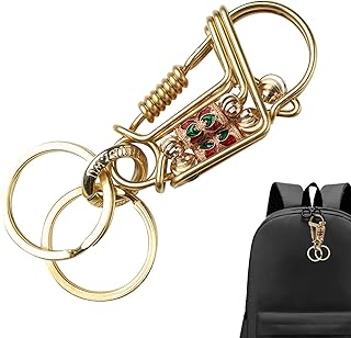 クールな真鍮のカラビナキーホルダー,ゴールドカラビナクリップ - クールなステンレススチールのキーホルダー、キャンプアクセサリーパラコード、バックパッキングギア echesa