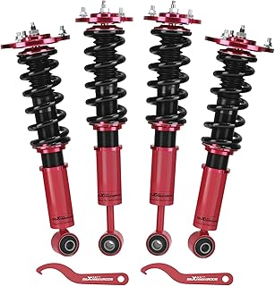 Coilovers for Ford Expedition 2003-2006, for Lincoln Navigator 2003-2006, 24 Levels Damping Adjustable Coilovers Suspension Kit, Height Adjustable Struts Lowering Kit, Red