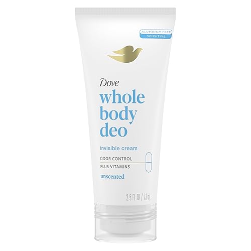 Dove Desodorante en crema invisible sin aluminio para todo el cuerpo, sin perfume, para control de olores de 72 horas, 2.5 onzas