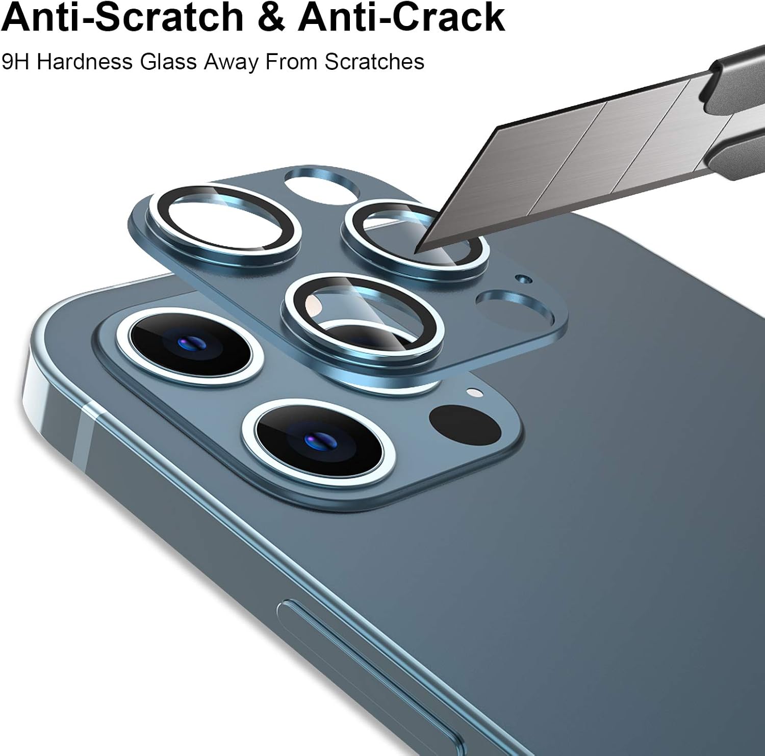 BMINEN For iPhone 12 Pro Max Camera Lens Protector Tempered Glass, Case Friendly HD Clear 9H Hardness Anti-Scratch Easy Installation Metal Camera Lens Screen Protector For iPhone 12 Pro Max 6.7“