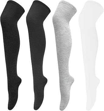Chalier Womens Thigh High Socks, Thigh Socks Stockings for Women | Soft Mild Blended, Slim Light Fabric, Elastic Cuff, Long Tube, Hug Leg Curves, Four Season Outfits, Casual Daily Footwear
