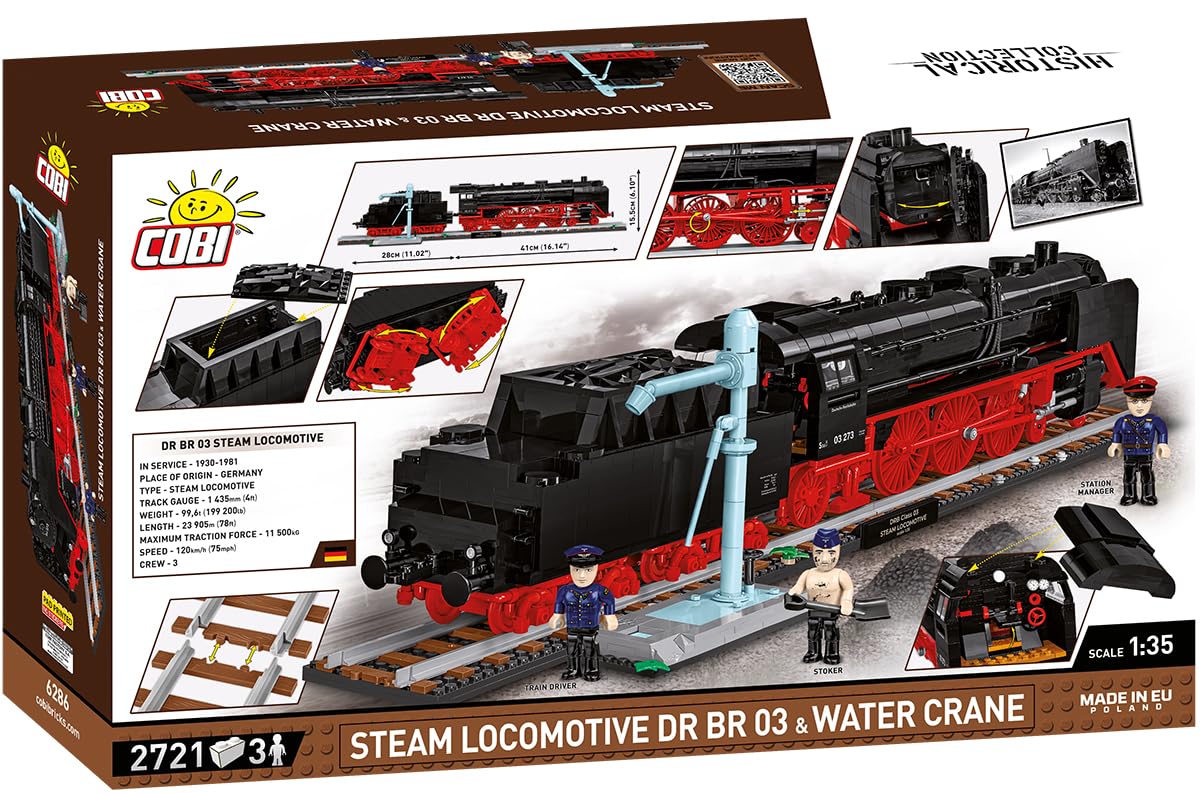 COBI Steam Locomotive DR BR 03 & Water Crane, Schwarz