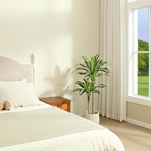 Miniatura 9 de Plantas artificiales, árbol de Dracaena de 6 pies, plantas artificiales para decoración de interiores y exteriores, árbol falso con cesta de hierba