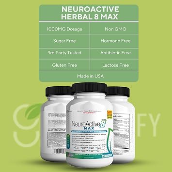 NeuroActive 8 Max Brain Support Supplement, Extra Strength Formula, 60 Capsules, Memory and Focus Support (2)