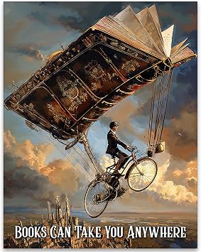 Books Can Take You Anywhere Inspirational Wall Art - Library Wall Art, Book Lover Decor, Reading Decor for Book Lovers - Reading Art, Book Wall Art - 18x24 Unframed Poster