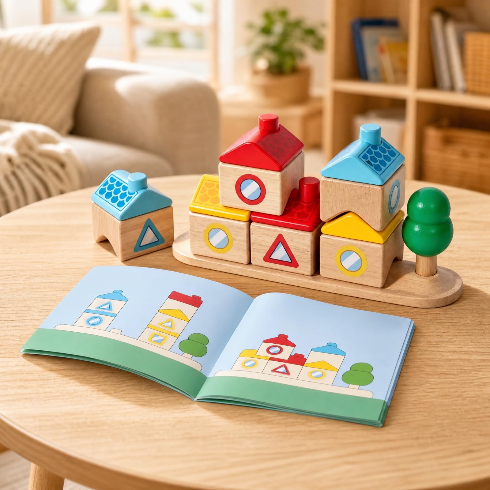 Gioco di Costruzione con Pezzi a Forma di Casa Divertente Giocattolo Interattivo per Area Giochi, attività Familiari da Tavolo