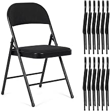 12 Pack Black Fabric Folding Chairs with Padded Cushion,Steel Frame,350lbs | Heavy Duty Foldable Dining Chairs with Steel Frame, Portable Stackable Commercial Seat for Home Office Parties Events Wedding