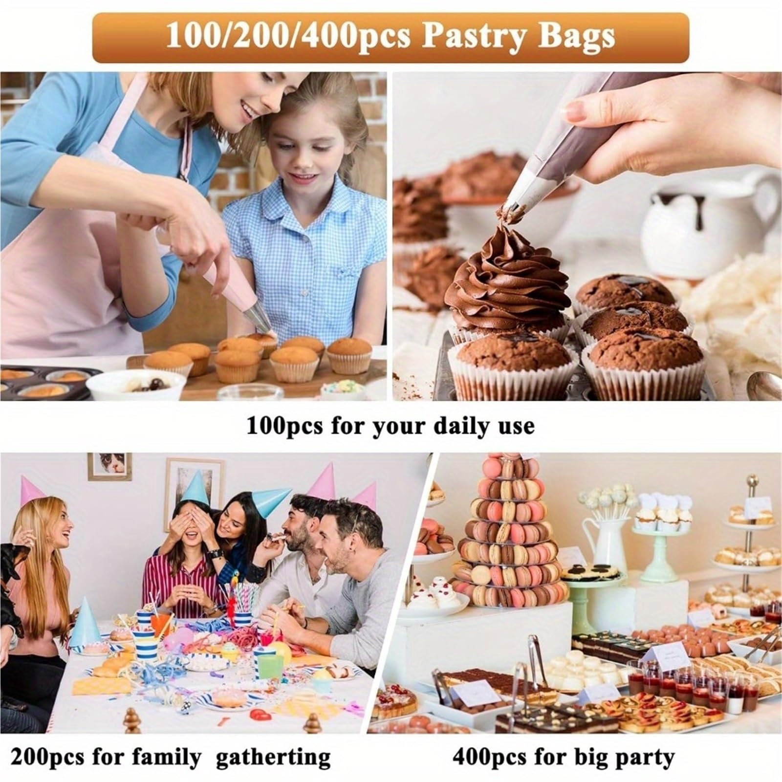300 bolsas pasteleras desechables de 12/16/18 pulgadas, glaseado antiestallido para decoración de pasteles y galletas (18 pulgadas)