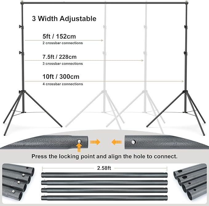 Soporte para Fondos Fotográficos LINCO 10x6.5ft Ajustable con Bolsa miniatura 3
