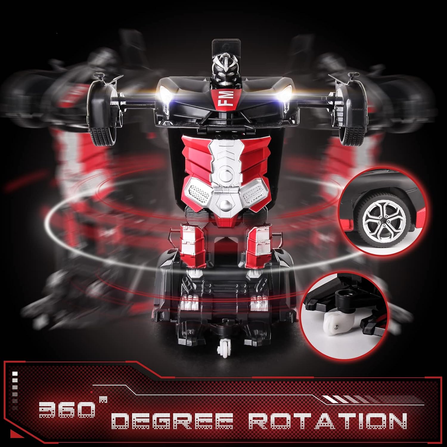 KULARIWORLD Remote Control Transform Car Robot 2.4Ghz 1:18 Rechargeable RC Car Toys for Kids One Button Deformation 360 Degree Rotating Drifting Christmas Birthday Gifts for Boys and Girls 3-12