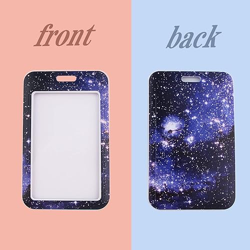 Miniatura 4 de Cinta con funda rígida para credencia de identificación con diseño de galaxia con hebilla desmontable, Cinta con portagafete para mujeres y hombres
