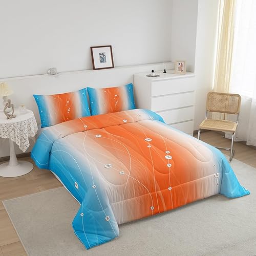 Miniatura 9 de jejeloiu Juego de ropa de cama de tamaño Queen para niños y niñas, juego de edredón de líneas a rayas para niños, mujeres y hombres, edredón