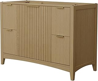 Wyndham Collection Palmilla 48 Inch Single Bathroom Vanity in Natural Oak, No Countertop, No Sink, Brushed Gold Trim