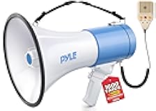 Pyle Megaphone PA Bullhorn Speaker - Built-in Siren 50 Watts Rechargeable Battery- 10 Sec Record Function for Football Baseball Basketball Cheerleading Fans Coaches or for Safety Drills - (PMP59IR)