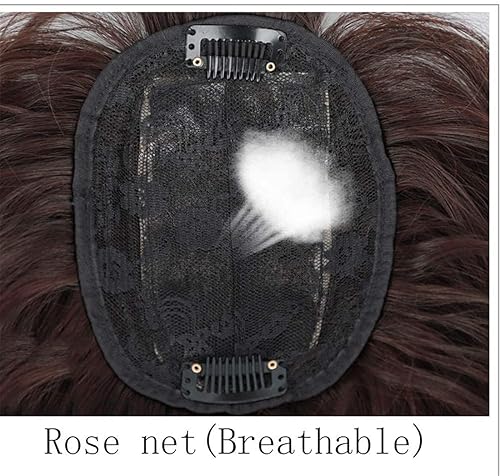 Miniatura 4 de Toppers de pelo ondulado con flequillo para mujer, coronas sintéticas con clip para cabello fino, 14 pulgadas, color negro