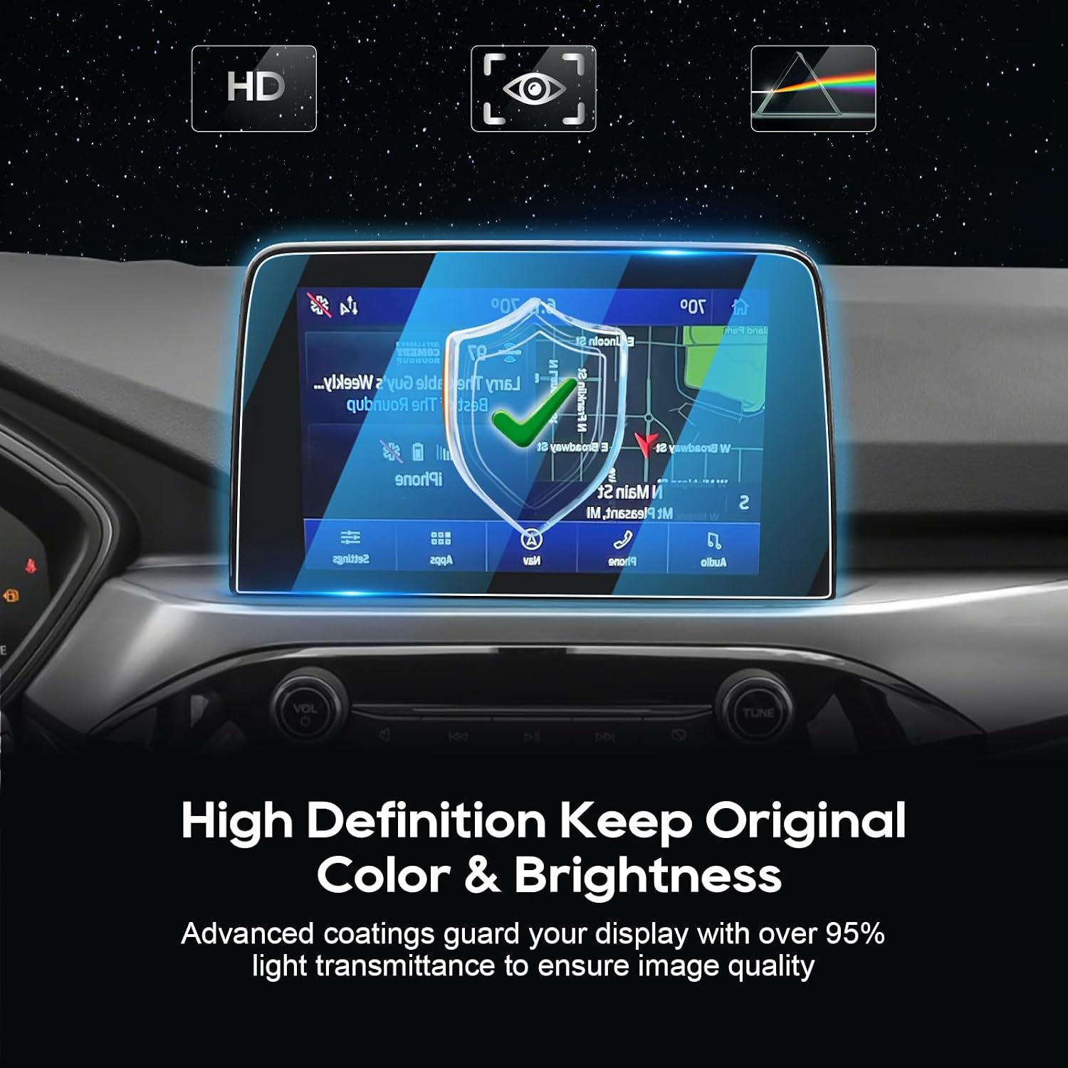 For 2025 Ford Escape Screen Protector 2020~2025 Escape (SE/SEL/Titanium/Base/Active/ST-Line/ST-Line Select) 8 Inch Navi Touchscreen [HD Glass]2020~2025 Escape Accessories Anti-Fingerprint 9H Glass