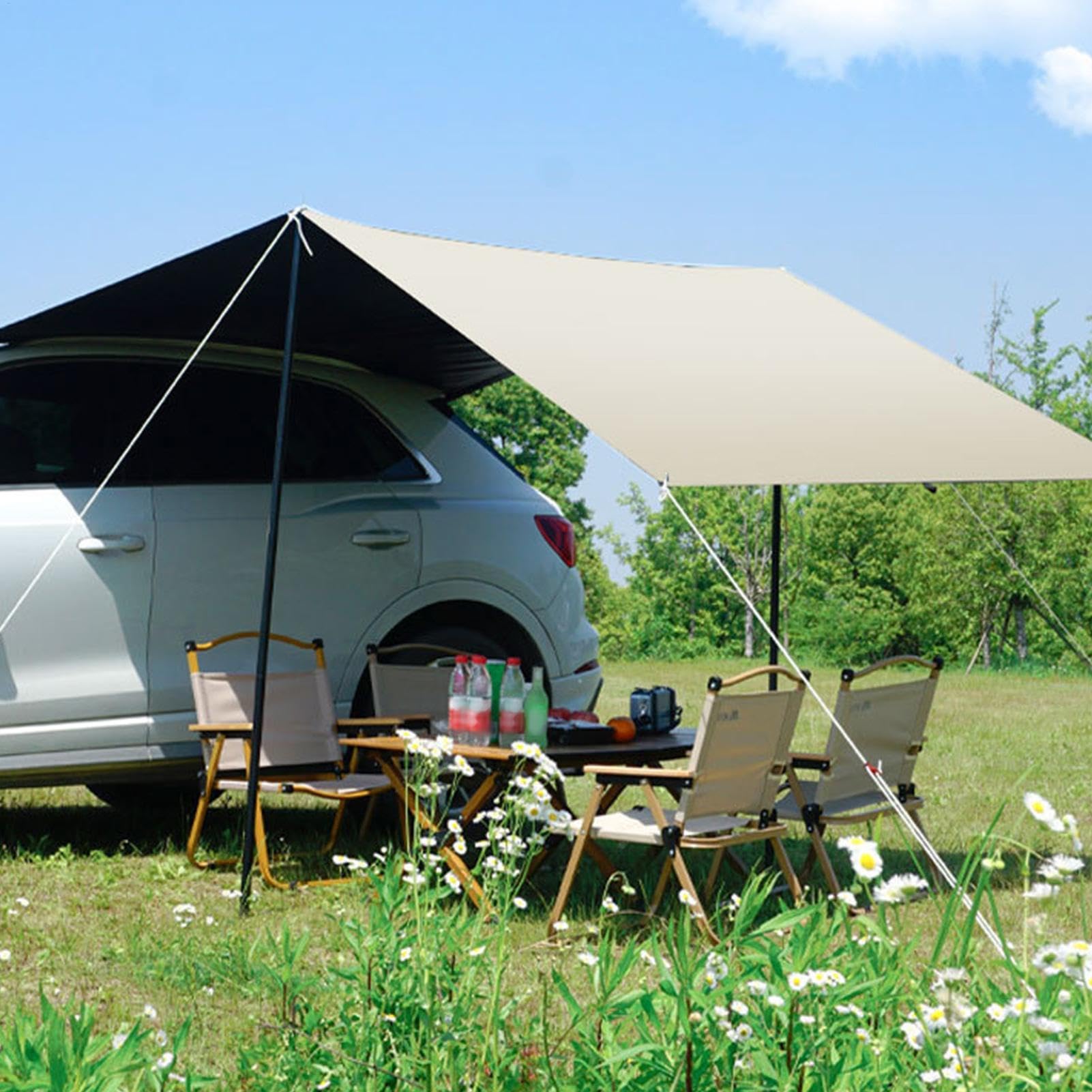 Tenda Da Sole Per Auto Tenda Pensilina Posteriore Multiuso Auto | Portellone Pensilina Ombreggiante SUV Per Campeggio Picnic Weekend Famiglia Attività Outdoor Viaggi Spiaggia