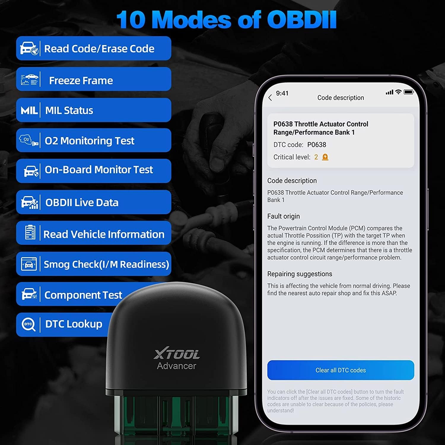 XTOOL Advancer AD20 Car Code Reader for Android/iOS/iPhone, Wireless OBD2 Scanner BT with I/M Readiness Smog Test, Check Engine Light On, EVAP Test, Upgraded Ver. of XTOOL AD10, Free Updates