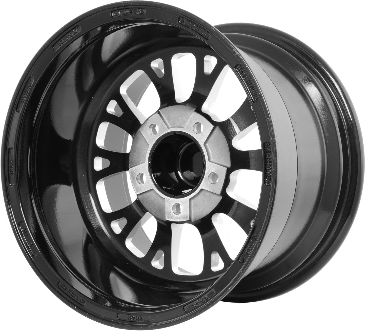 JEGS SSR Spike Wheel 15 x 10 | 5 x 4.75in.Wheel Bolt Pattern Spacing | -25mm Offset | 4.5in.Backspacing | Gloss Black with Milled Spoke Accents | 3.27in.Center Bore