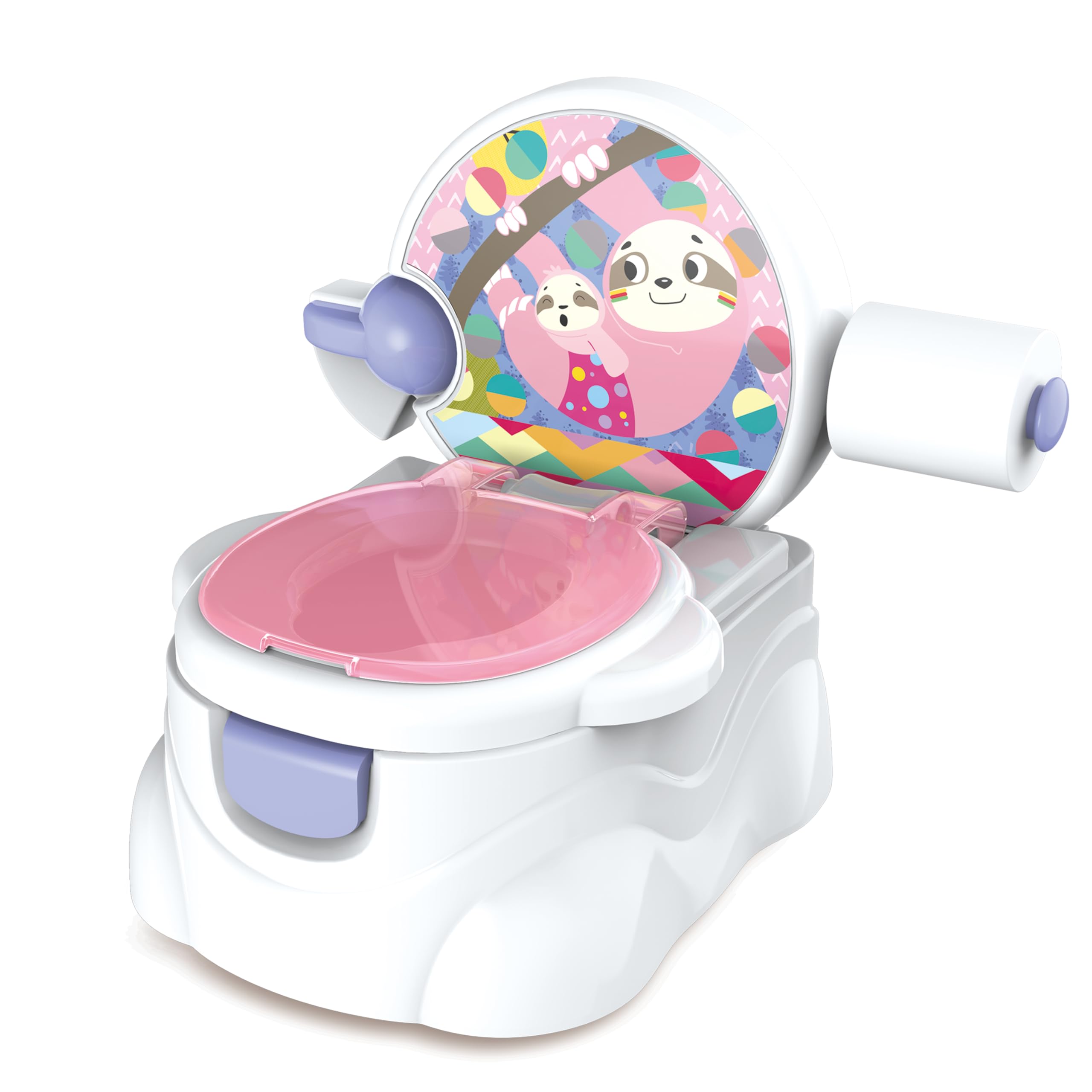 GalPat Baby Vasino Baby 3 in 1 – WC per bambini con musica quando cade urina – Include riduttore WC – Porta rotoli di carta – Simulatore cisterna – Contenitore rimovibile (Rosa)