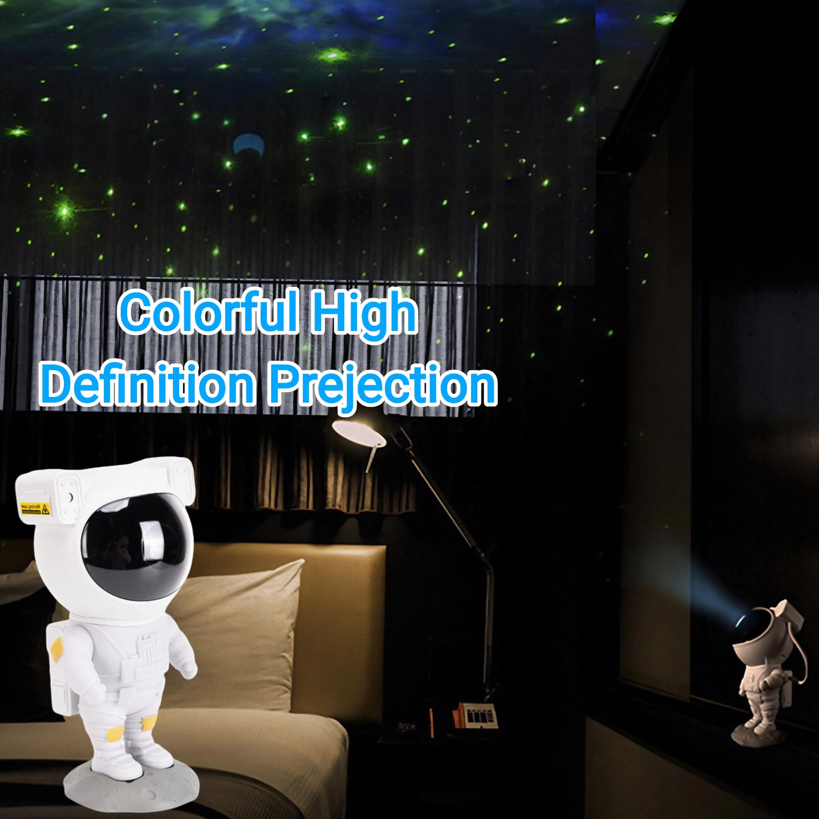 Cuifati Astronauten-Projektorlampe, LED-Umgebungsnachtlicht, unterstützt USB-Stromversorgung, tolles für Familien und Freunde