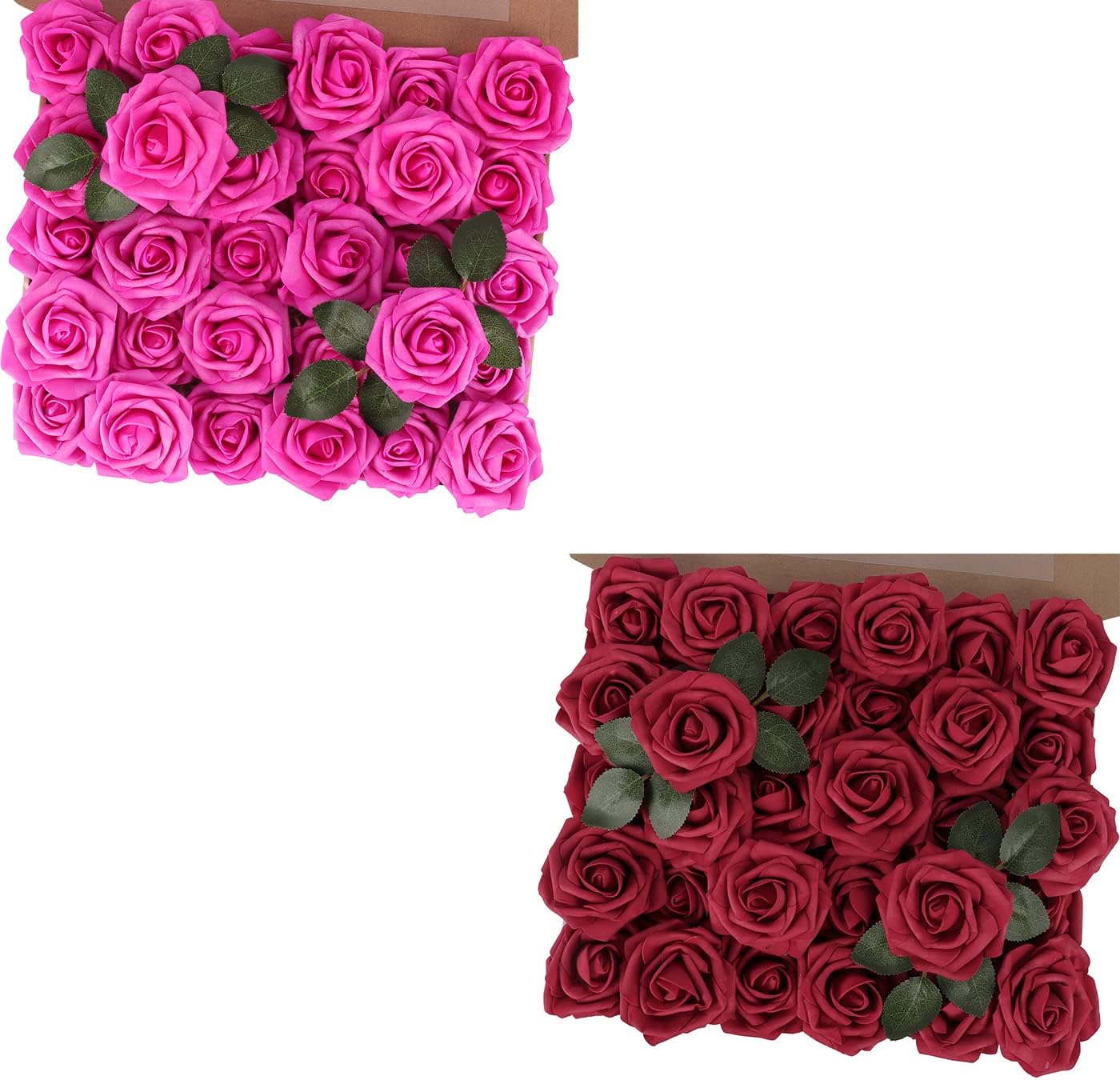 MACTING Artificial Rose Flowers, Real Touch for DIY, Bouquets, Wedding Party, Baby Shower, Home, Christmas Tree Decoration, 60 Pieces