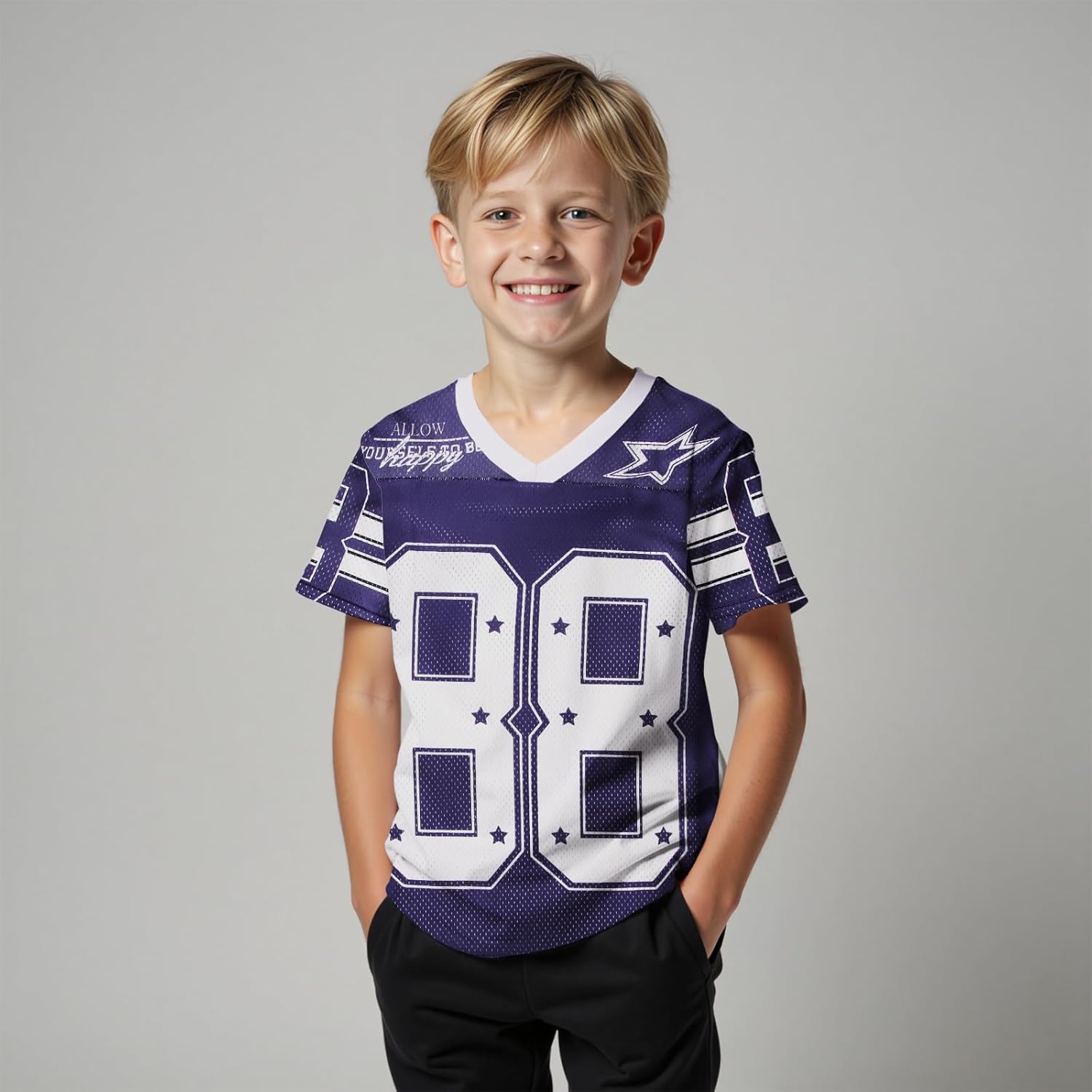 Boy Girl Y2K Jersey Shirt Number Graphic V Neck T-Shirt Kids Football Short Sleeve Tee Sport Summer Casual Tops - Image 4