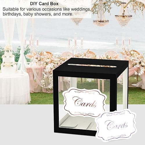 Miniatura 3 de Caja de tarjetas de boda para recepción transparente con borde negro, caja de regalo para tarjetas de regalo, caja de dinero para baby showers,