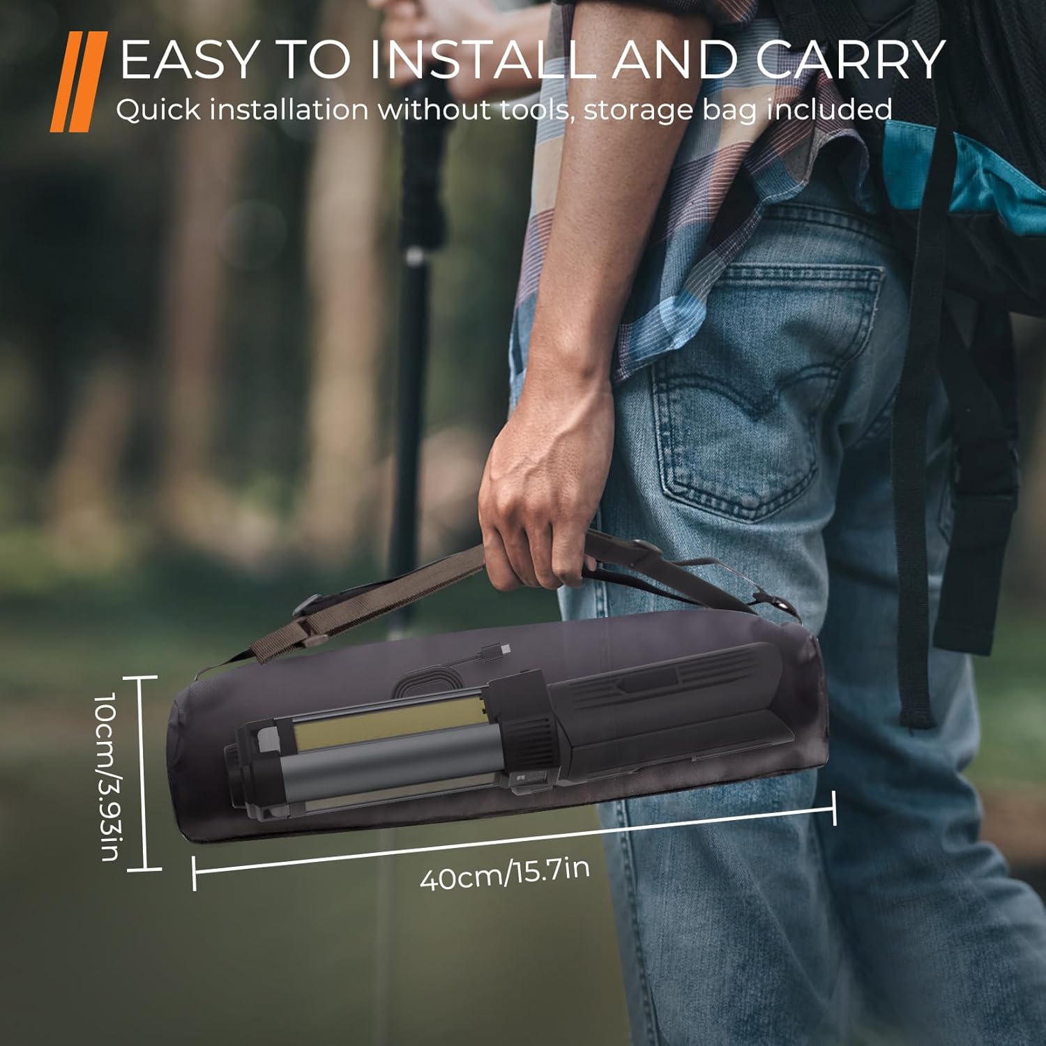 Rechargeable Camping Light with Stand, Outdoor LED Cordless Work Light with Portable Telescopic Bracket, 6AH Battery, 2000 Lumen Construction Lights with Carrying Bag