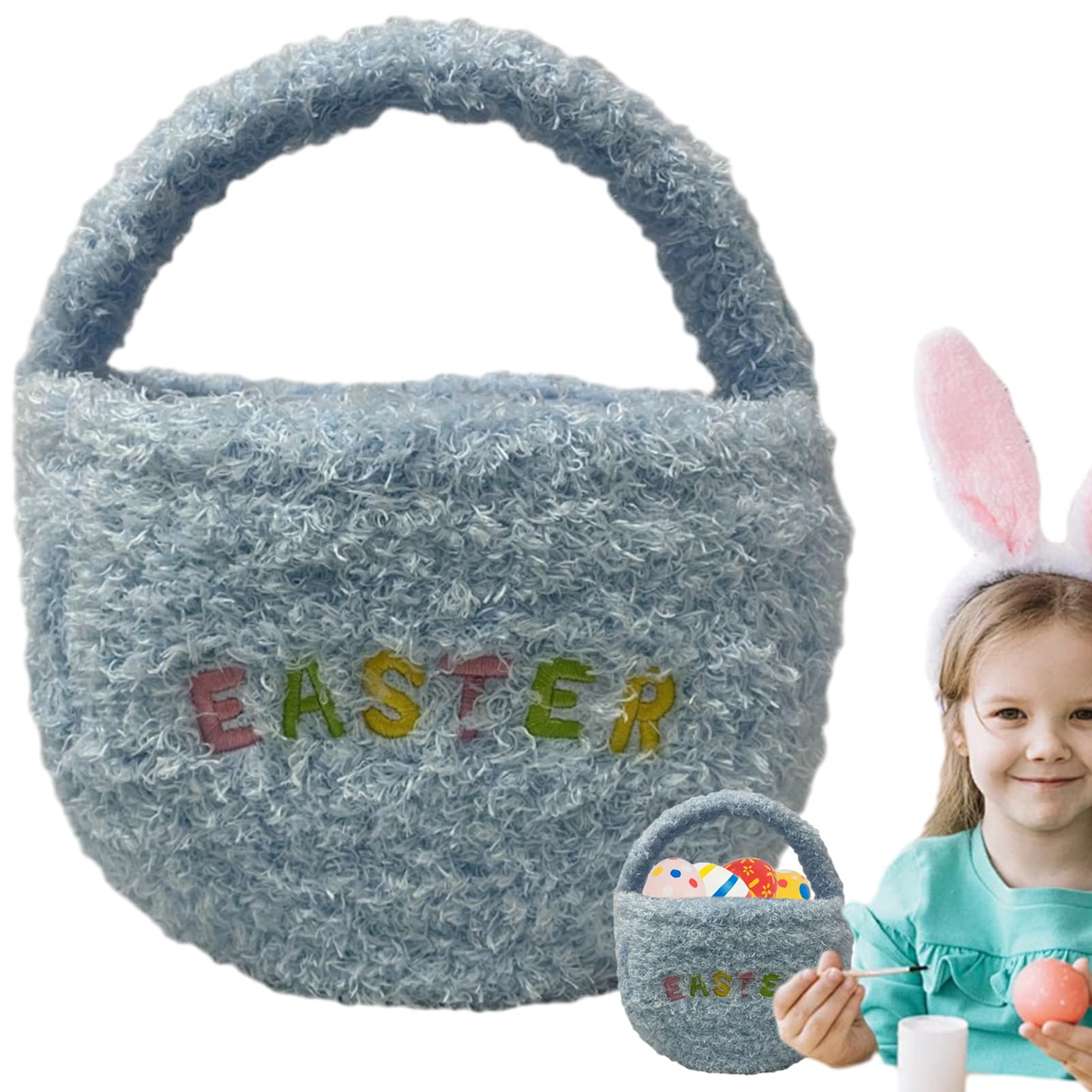 Panier de Pâques en peluche sac porte-œufs décoratif pour la maison